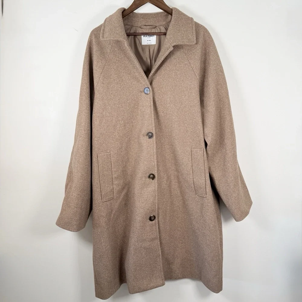 Old Navy Trench Coat Soft Women's XL‎ Tall Light Brown